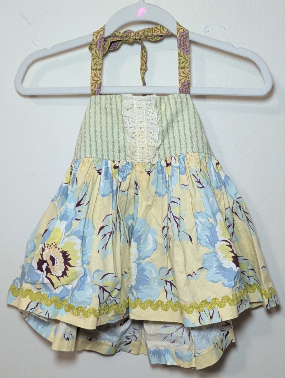 Matilda Jane Platinum Floral Halter Ellie Top Green Yellow Blue Girls Size 2